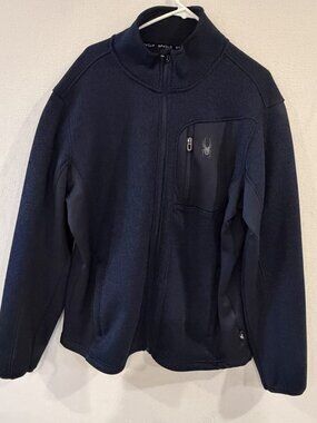 Spyder Men's Full Zip Mid-Length Outdoor Jacket Blue with Pockets Sz XL